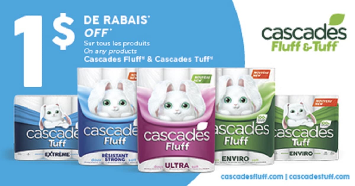 12 rouleaux doubles de papier hygiénique Cascades Fluff à 3,44