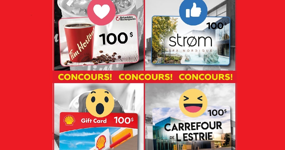 A gagner une cartecadeau de 100 de votre choix ! Quebec Rabais Gratuits