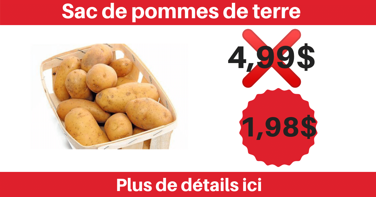 Sac de pommes de terre (10 livres) à 1,98$ seulement !