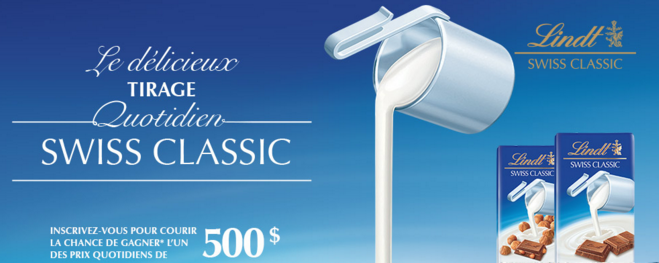 500$ chaque jour avec Lindt à remporter !!