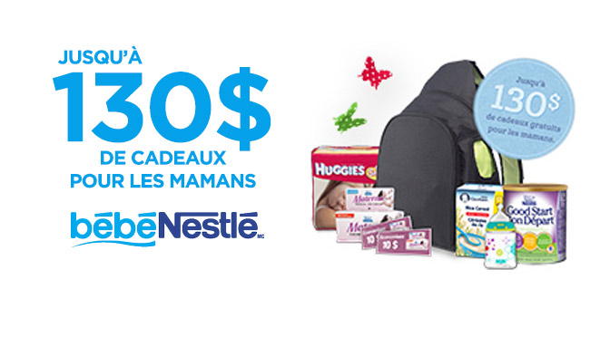Gratuit : 130$ de cadeaux pour les mamans (bébé Nestlé)