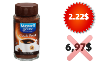 Obtenez le café instantané Maxwell House à 2.22$  seulement !