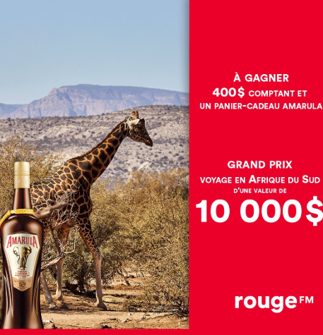 Un voyage en Afrique du Sud (10 000$)+ 400$ en argent comptant  à gagner !