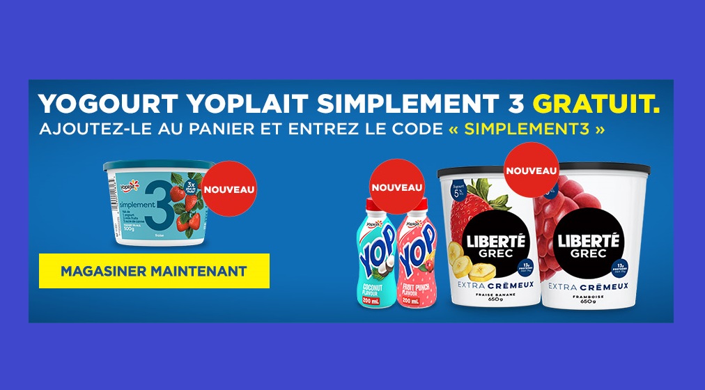 Yoghourt Yoplait Simplement 3 de Maxi GRATUIT!