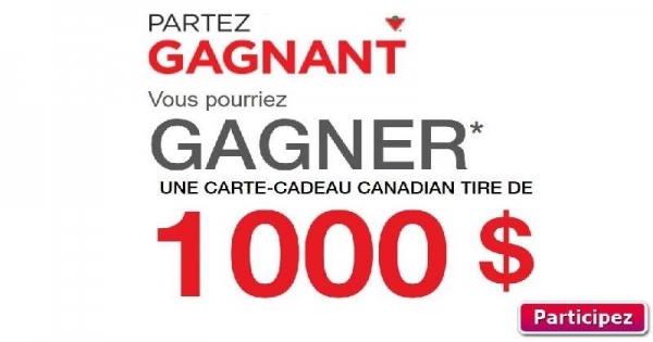 Carte cadeau Canadian Tire de 1000$ à remporter