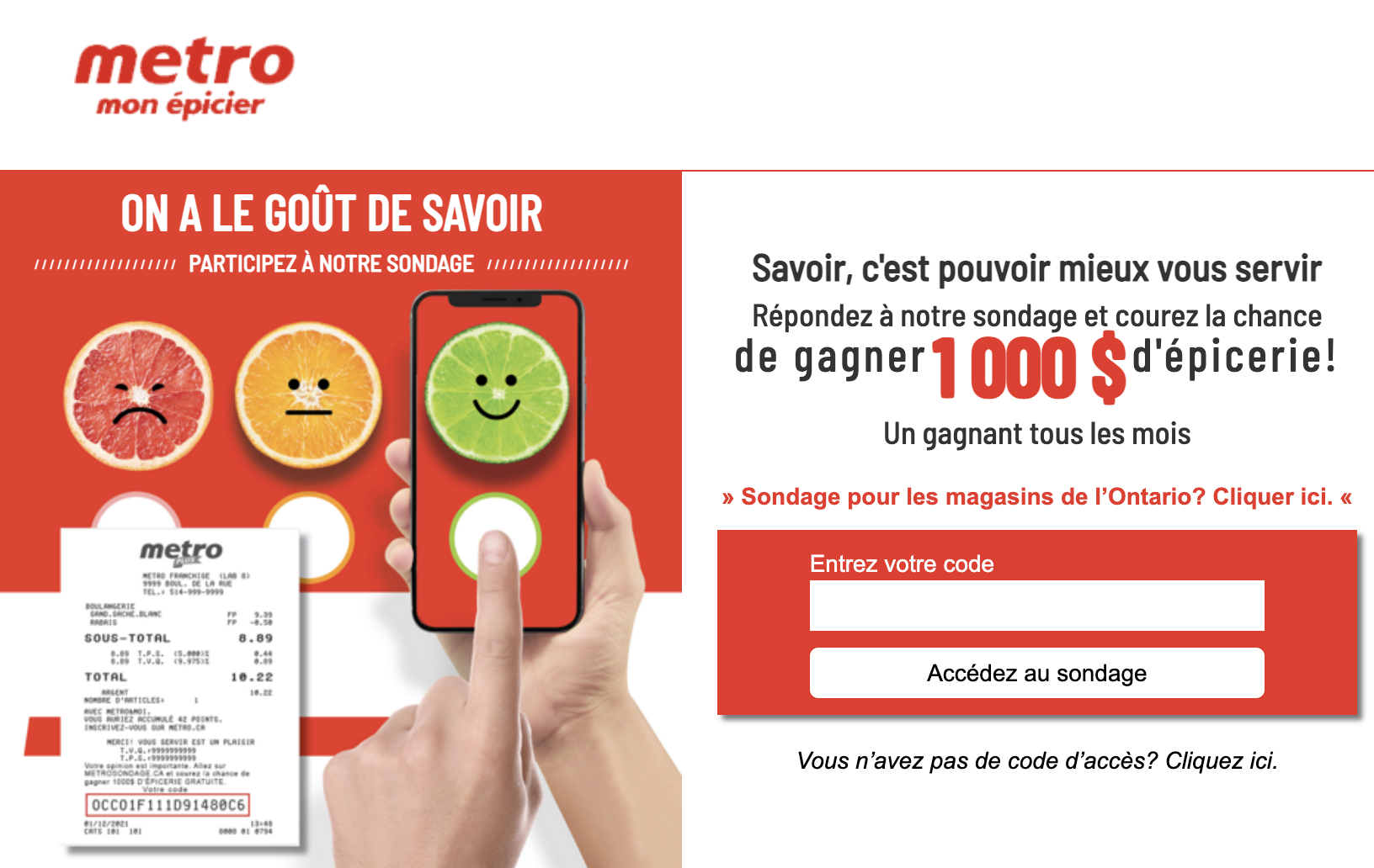 Gagnez l'un des cartes cadeaux Metro de 1000$ !