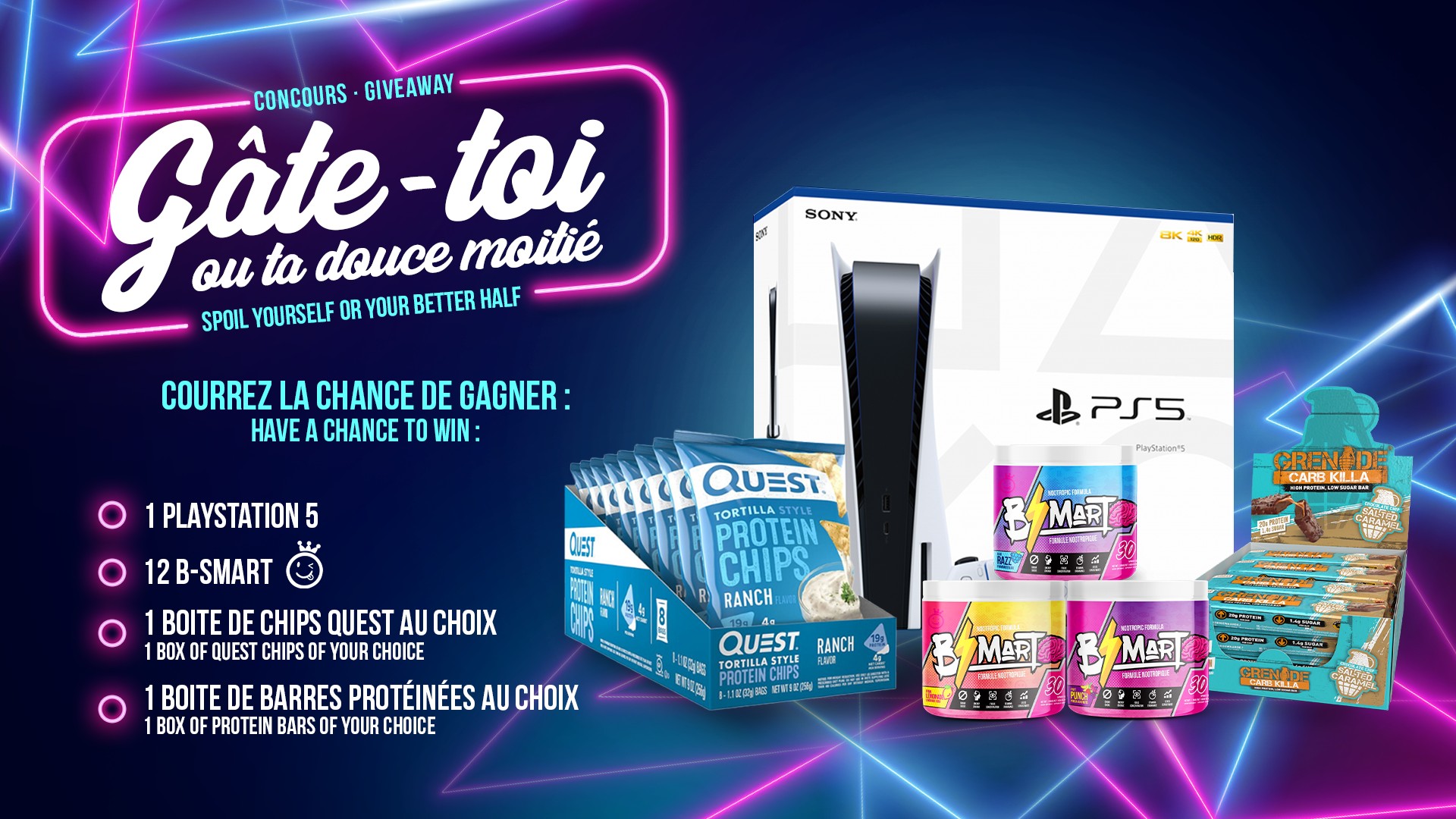 Consoles Sony Playstation 5, des collations protéinées à gagner !