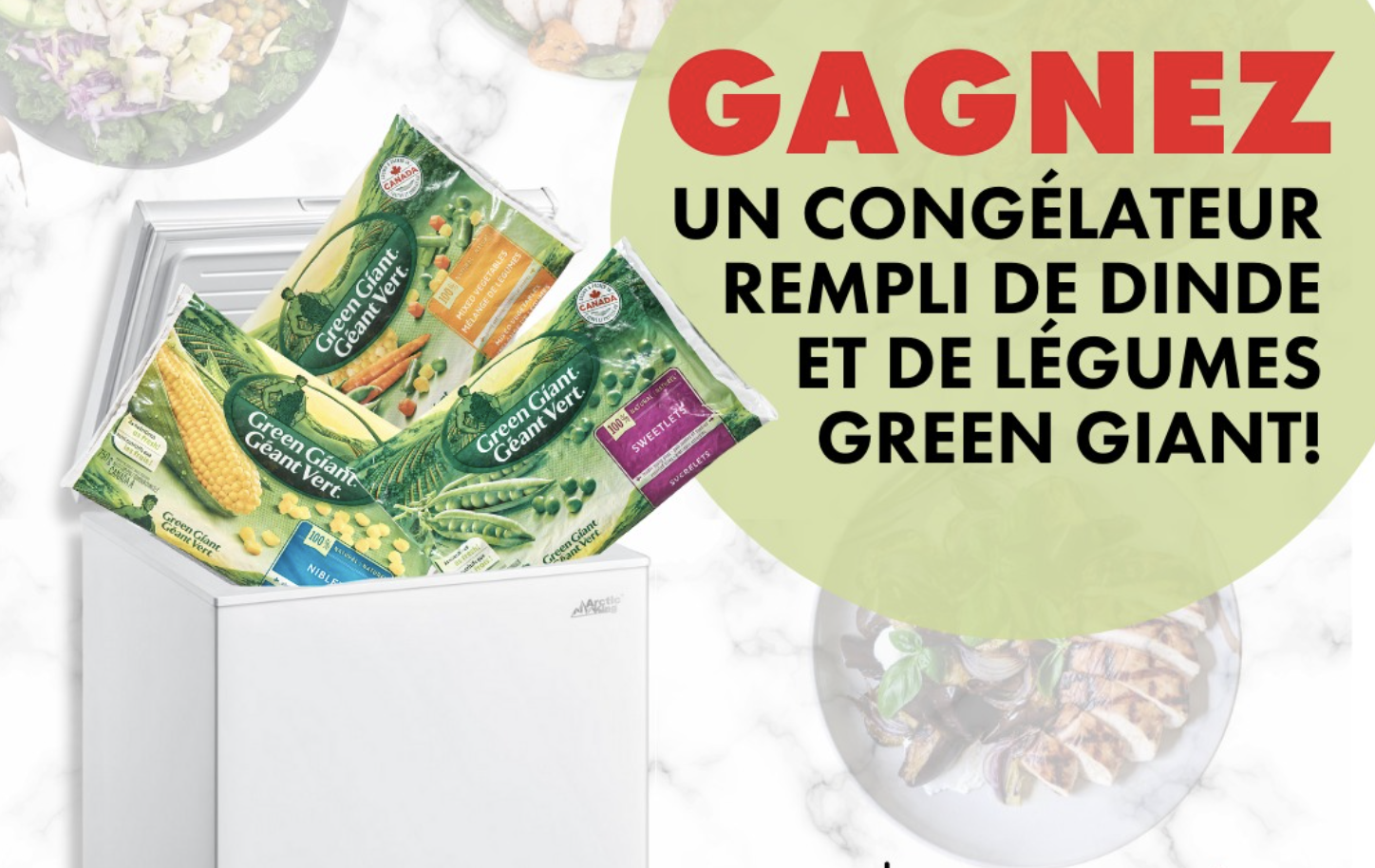 Remportez TROIS congélateurs remplis de légumes Green Giant et de dindon !