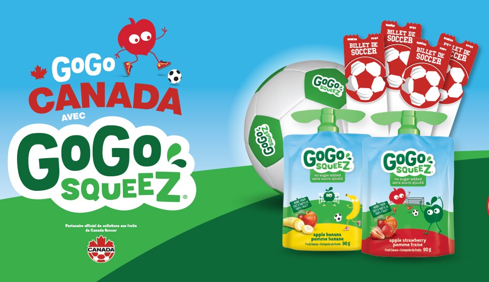Gagnez de nombreux prix GoGo squeeZ & Canada Soccer !