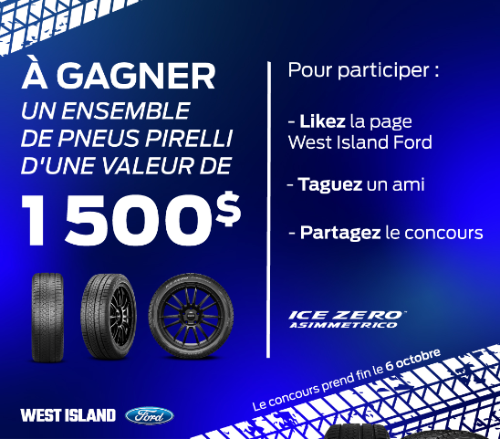 Tentez de remporter un ensemble de pneus Pirelli 1500$