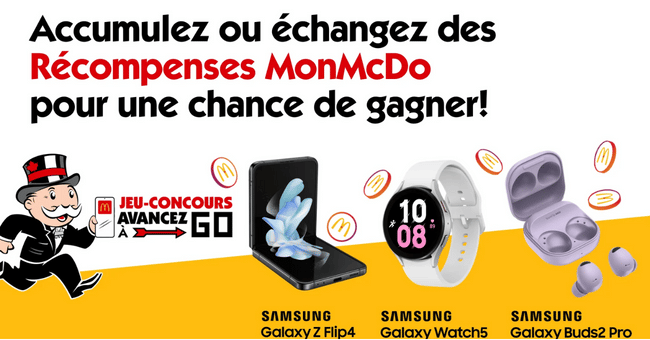 Gagnez 160 prix McDonald’s (Smartphones Samsung, Galaxy Watch…) !