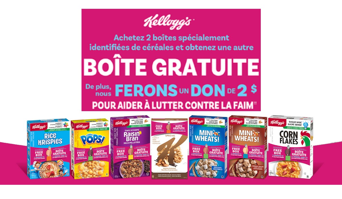 Une boîte de céréales Kellogg’s GRATUITE à obtenir !