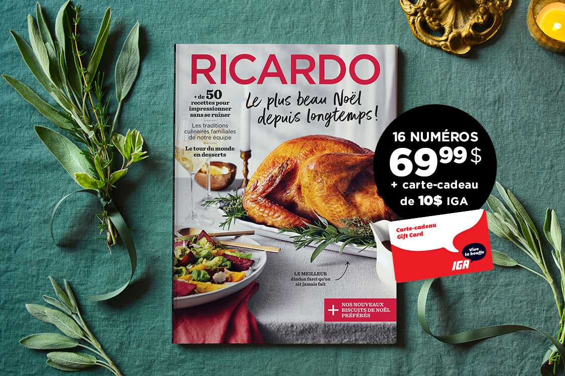A gagner : 15 menus des fêtes Ricardo, 15 cartes cadeaux IGA de 200$ et+ !