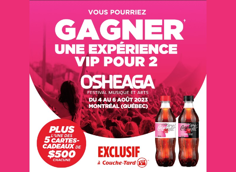 Gagnez VIP pour 2 personnes au festival Osheaga à Montréal et et 3 000 $ en argent de poche !