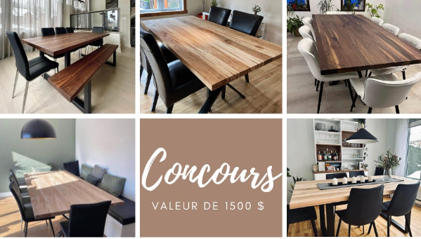 Tentez de gagner une table en bois massif 100 % québécois de 1500$ !