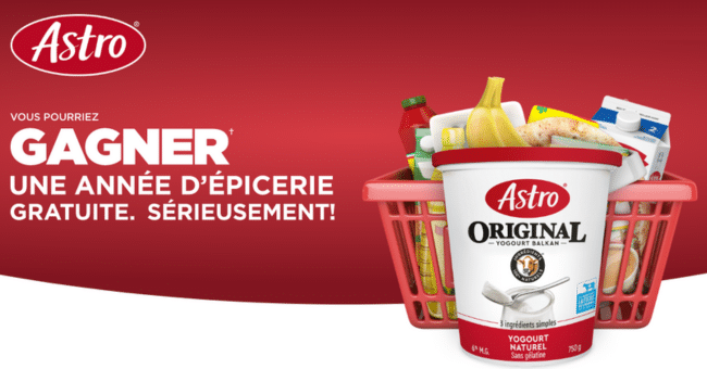 A gagner :1 an d’épicerie gratuite + 8 cartes cadeaux épicerie de 250$