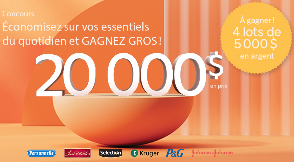Gagnez 4 lots de 5000$ en argent chez Brunet !