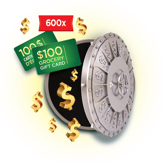 Concours : Gagnez 10 prix en argent de 10 000 $ ainsi que 600 cartes-cadeaux épicerie d'une valeur de 100 $.