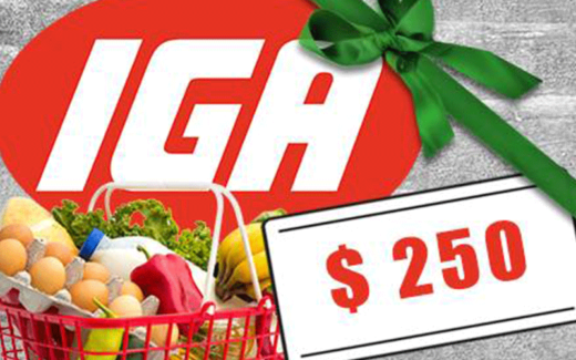Tenter de gagner 6 cartes cadeaux épicerie IGA de 250$ !