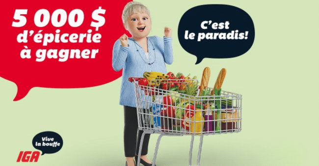 Gagnez 3 x 5000$ d’épicerie IGA gratuite