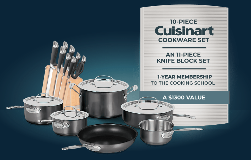 Gagnez une batterie de cuisine Cuisinart de 10 pièces et un ensemble de couteaux !
