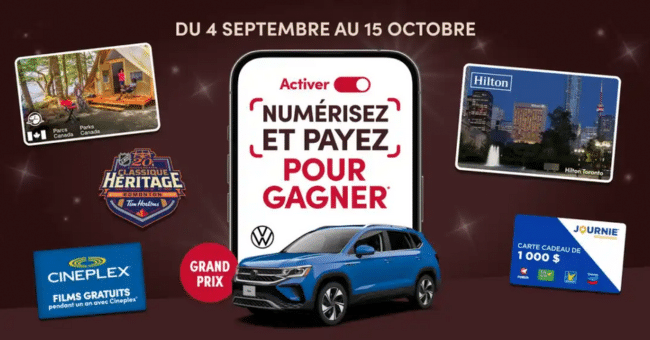 Tim Hortons : Gagnez un véhicule Volkswagen Taos 2024, 35 cartes Cineplex et+