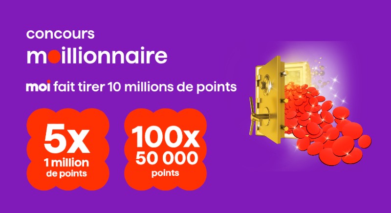 Gagnez 5 prix d’un million de points Moi de 8000$ chacun !