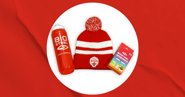 Obtenez une trousse de bienvenue GRATUITE (tuque, bouteille réutilisable + mélanges d’hydratation BioSteel) !