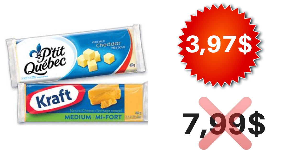 Barres de fromage kraft P’tit Québec 3.97$ seulement !